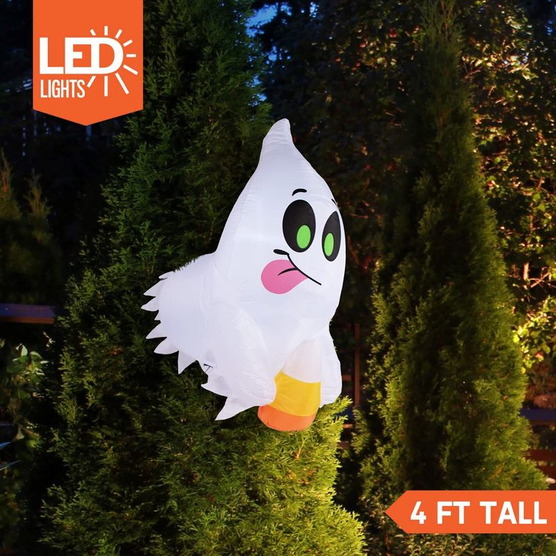 Syncfun 4 FT Halloween Inflatable Ghost with Candy Broke Out from Window, Blow Up Build-in LED for Halloween Party Indoor, Outdoor, 2 of 8