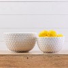 Transpac Dolomite 11 in. White Autumn Hobnail Mixing Bowls Set of 2 - 2 of 3