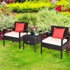 Tangkula 3PCS Rattan Patio Conversation Set Outdoor Furniture Set w/ Storage Table - 3 of 4