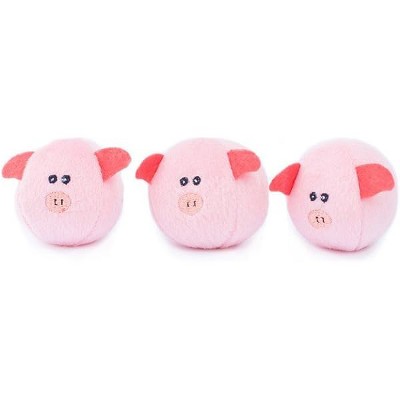 ZippyPaws - Farm Pals Burrow, Interactive Squeaky Hide and Seek Plush Dog Toy - Bubble Babiez Pigs Miniz, 3 Pack