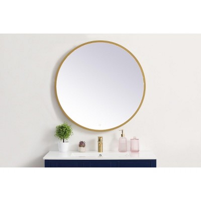 Elegant Brass Round LED Mirror with Aluminum Frame