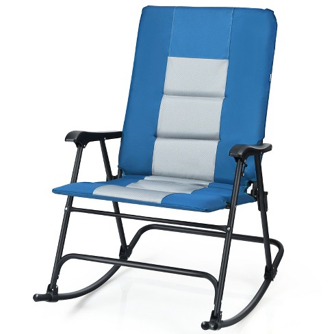 Outdoor Patio Camping Lightweight Folding Rocking Chair with Footrest -Red | Costway