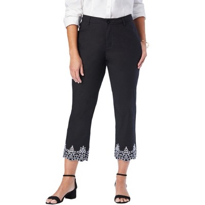 Jessica London Stretch Poplin Classic Cropped Straight Leg Pant