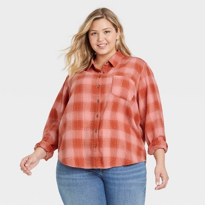 Women's Long Sleeve Flannel Button-Down Shirt - Universal Thread™ Plaid
