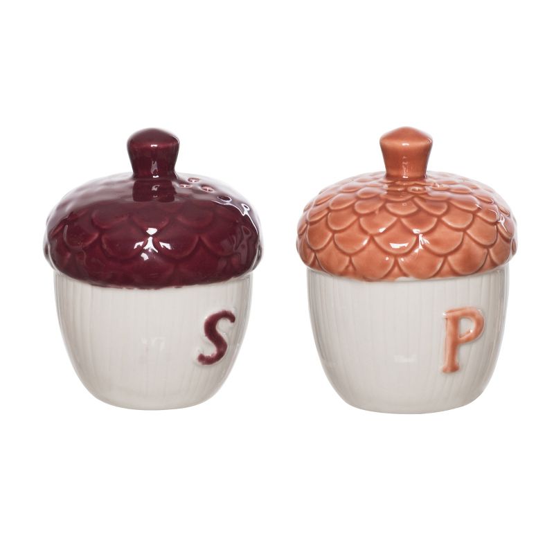 Transpac Harvest Classic Acorns Ceramic Salt and Pepper Shakers Collectables Multicolor 3.43 in. Set of 2, 5 of 6