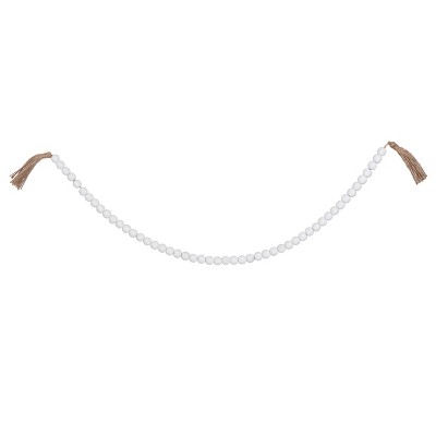VIP Wood 42.75 in. White Beaded Garland