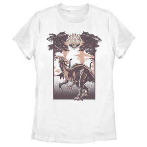 Women's Jurassic World: Camp Cretaceous Dinosaur Travel Poster T-Shirt - 1 of 4