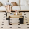 Vynxaria Natural wood -colored metal coffee table, suitable for modern minimalist living rooms and leisure areas - 3 of 4
