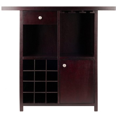 Macon Transitional Espresso Solid Wood Wine Bar with Storage
