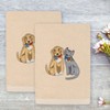 Linum Home Textiles SPRING DOG & CAT - Embroidered Luxury 100% Turkish Cotton Hand Towels (Set of 2) - 2 of 3