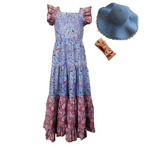 Mi Amore Gigi Paisley Print Peasant Dress and Hat with Headband - 1 of 1