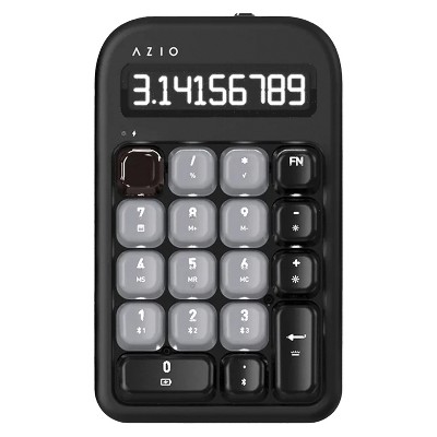 Azio IZO Wireless Numeric Keypad and Calculator for Mac® and PC Laptops, Backlit