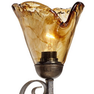 Amber Scroll Bronze 4-Light Curved Bathroom Vanity Fixture