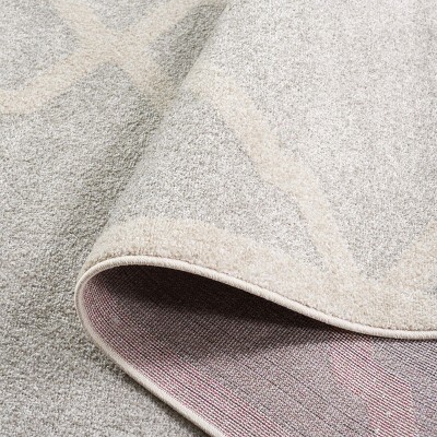 Beige and Light Grey Geometric Synthetic 8' x 10' Area Rug