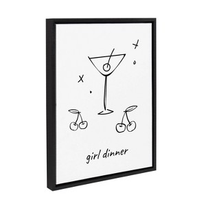 Kate & Laurel All Things Decor 18"x24" Girl Dinner Framed Canvas by Honey Island Studio Black - 1 of 4