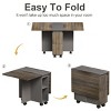 5-Piece Brown Folding Dining Table Set with Drop Leaf and 4 Chairs, Space-Saving Extendable Kitchen Table with Storage Shelves and Wheels-Cuddlewood - 3 of 4