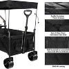Naysaye Planters Folding Wagon Cart Telescopic Handle Foot Brakes Adjustable for Outdoor Garden Beach, Black, 44.9"*20"*46.8" - 2 of 4