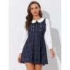 Allegra K Women's Plaid Peter Pan Collar Long Sleeve Mini A-Line Dress - 3 of 4