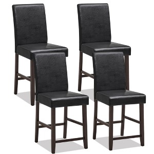 Tangkula Set of 4 Bar Stools 24" Counter Height Pub Kitchen Chairs w/ Rubber Wood Legs - 1 of 4