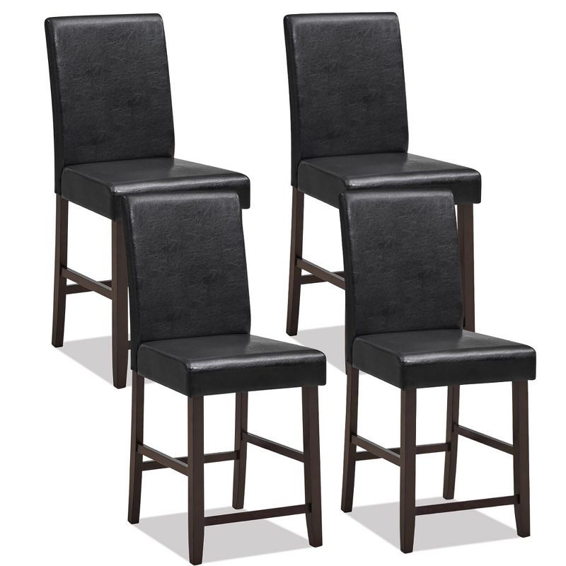 Tangkula Set of 4 Bar Stools 24" Counter Height Pub Kitchen Chairs w/ Rubber Wood Legs, 1 of 6
