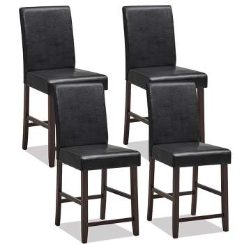 Tangkula Set of 4 Bar Stools 24" Counter Height Pub Kitchen Chairs w/ Rubber Wood Legs