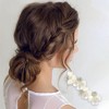 Unique Bargains Rhinestones Freesia Flower French Barrette Hair Clips Gold Tone White 1 Pc - 2 of 4