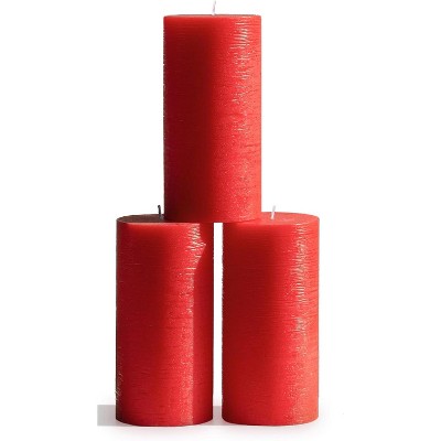 Large Pillar Candles 3x6 Inch ¨C Set of 3 Unscented Dripless Candles, Long Burning Rustic Finish for Weddings, Home Decor