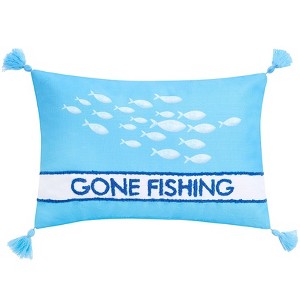 The Lakeside Collection Gone to the Lake Embroidered Accent Pillows - Gone Fishing - 1 of 3