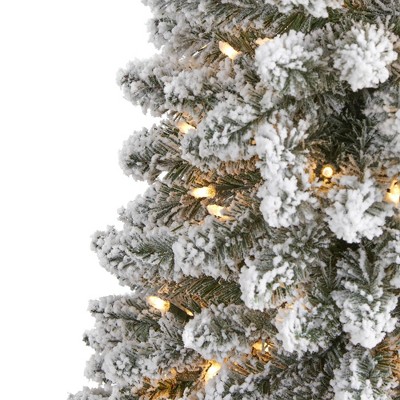 6ft White Flocked Pencil Artificial Christmas Tree with Lights