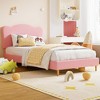 Upholstered Twin Size Bed Frame for Kids with Scallop Headboard, Cute Velvet Twin Bed for Girls, Boys, No Box Spring Needed, Wooden Slats, Noise Free - 3 of 4