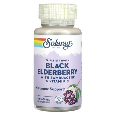 Solaray Triple Strength Black Elderberry With Sambuactin & Vitamin C, 60 Tablets