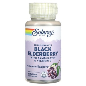 Solaray Triple Strength Black Elderberry With Sambuactin & Vitamin C, 60 Tablets - 1 of 2
