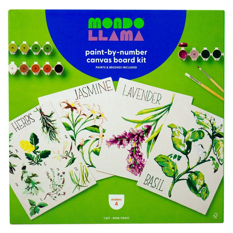 4pk Paint-By-Number Canvas Board Kit Florals - Mondo Llama&#8482;, 1 of 11