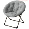 Living Room Saucer Chair, Faux Fur Comfy Folding Chair w/Metal Frame, Soft Plush Folding Lounge Chair, Reading Chair - 2 of 4