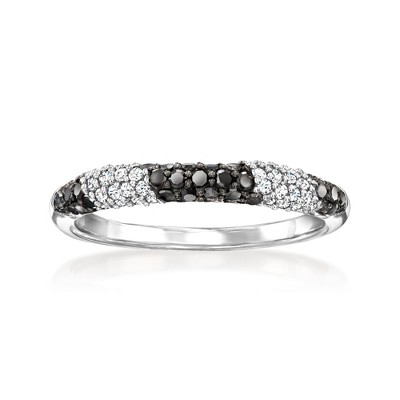 Ross-Simons 0.50 ct. t.w. Black and White Diamond Striped Ring in Sterling Silver