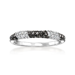 Ross-Simons 0.50 ct. t.w. Black and White Diamond Striped Ring in Sterling Silver - 1 of 4