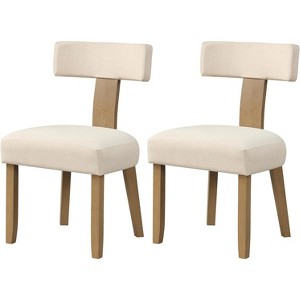 ADILE Upholstered Dining Chairs Set of 2, Mid Century Modern Kitchen Chairs w/Curved Backrest & Rubber Wood Legs - 1 of 3