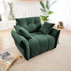 47" Single Seater Sofa with High-Resilience Support Cushions and Throw Pillows,  Modern Design for Living Room White - 1 of 3