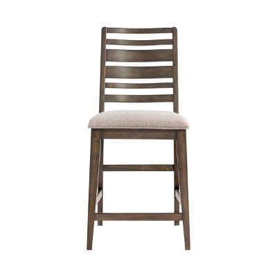 Kauai Brushed Mango Wood Gray Ladder Back Bar Stool