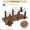 Wooden Garden Bridge Arc Stained Finish Walkway with Metal Chain Railings - 3 of 4