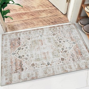Vintage Rug Soft Oriental Floral Printed Carpet Washable Rug Living Room Bedroom Rug - 1 of 4