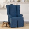 Authentic Denim Wing Chair Slipcover Indigo - Sure Fit: Cotton Twill, Machine Washable, Fits 32-43" - 2 of 3