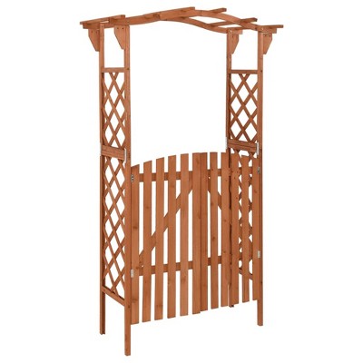 VidaXL Pergola with Gate 45.7Inchx15.7Inchx80.3Inch Solid Firwood
