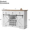 Aoxun 54" Farmhouse Buffet Sideboard with Sliding Barn Doors, 3 Drawers, Wine & Coffee Bar Storage Cabinet, White - 2 of 4