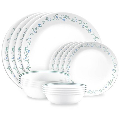 Corelle 16pc Vitrelle Country Cottage Dinnerware Set Floral Botanical Pattern Service for 4 Includes Plates Bowls