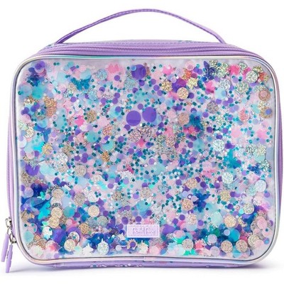 Packed Party Purple Confetti Lunchbox; Cute, Soft Insulated Lunch Bag; Lunch Box Cooler Fits a Water Bottle, Ice Packs for Cold Food, or Hot Food