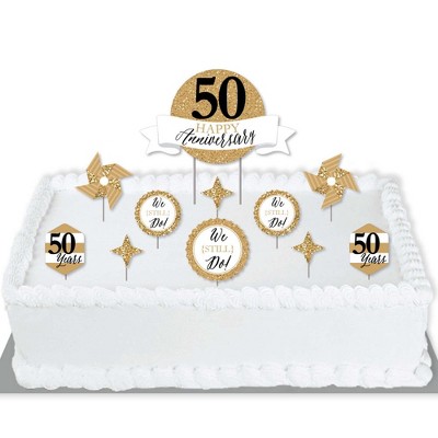 Big Dot of Happiness We Still Do - 50th Wedding Anniversary - Anniversary Party Cake Decorating Kit - Happy Anniversary Cake Topper Set - 11 Pieces