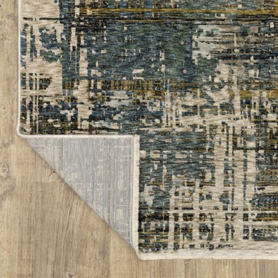 Hayden Blue and Gold Abstract Rectangular Area Rug 3'3" x 5'