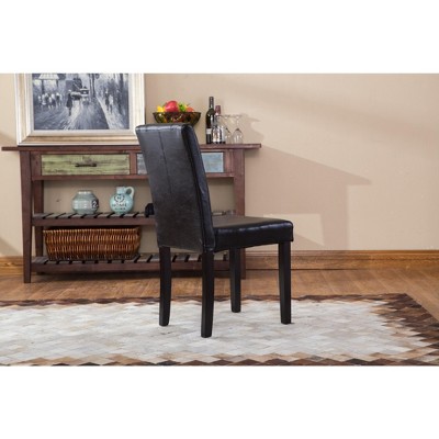 High-Back Black Faux Leather Parsons Side Chair