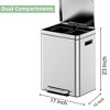 GustoWave  Stainless Steel Dual Compartment Step-on Recycling Bin with Soft-Close Lids & Removable Plastic Inner Buckets for Kitchen, Home, Office - 2 of 4